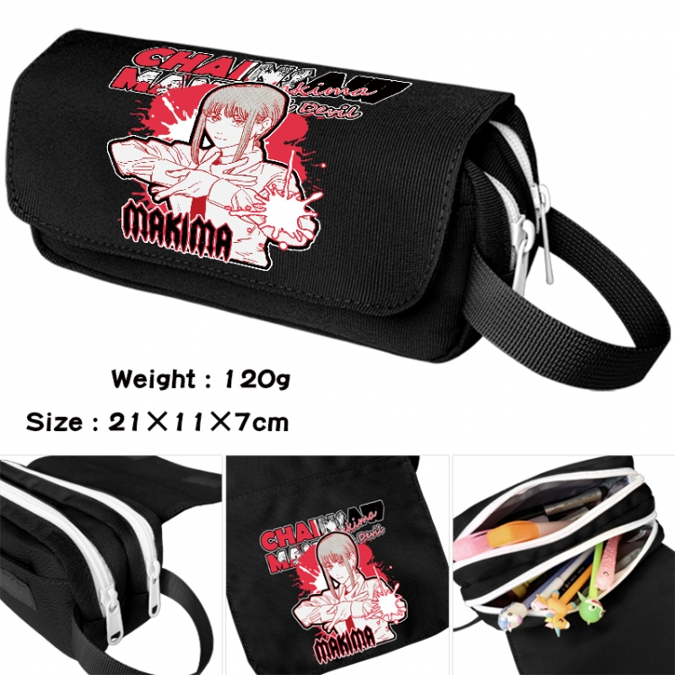 Chainsawman Anime waterproof canvas portable double-layer pencil bag cosmetic bag 21x11x7cm