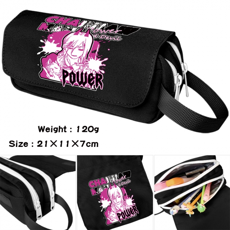 Chainsawman Anime waterproof canvas portable double-layer pencil bag cosmetic bag 21x11x7cm