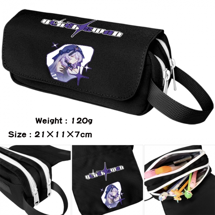 Honkai: Star Rail Anime waterproof canvas portable double-layer pencil bag cosmetic bag 21x11x7cm