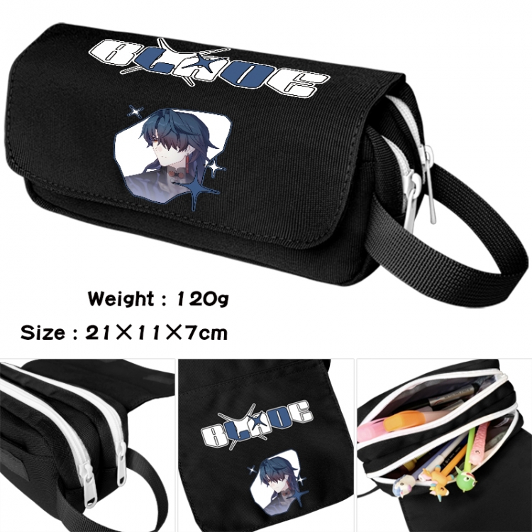 Honkai: Star Rail Anime waterproof canvas portable double-layer pencil bag cosmetic bag 21x11x7cm