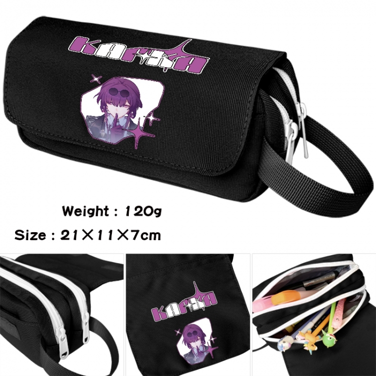 Honkai: Star Rail Anime waterproof canvas portable double-layer pencil bag cosmetic bag 21x11x7cm