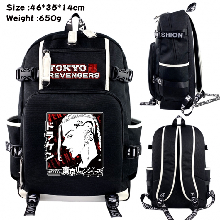 Tokyo Revengers  Data USB backpack Cartoon printed student backpack 46X35X14CM 650G