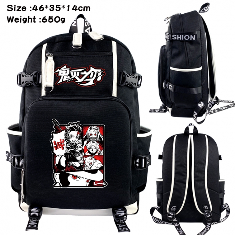 Demon Slayer Kimets Data USB backpack Cartoon printed student backpack 46X35X14CM 650G