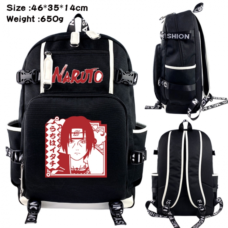 Naruto Data USB backpack Cartoon printed student backpack 46X35X14CM 650G