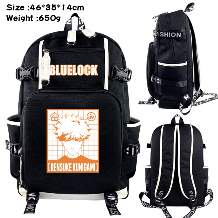 BLUE LOCK Data USB backpack Cartoon printed student backpack 46X35X14CM 650G