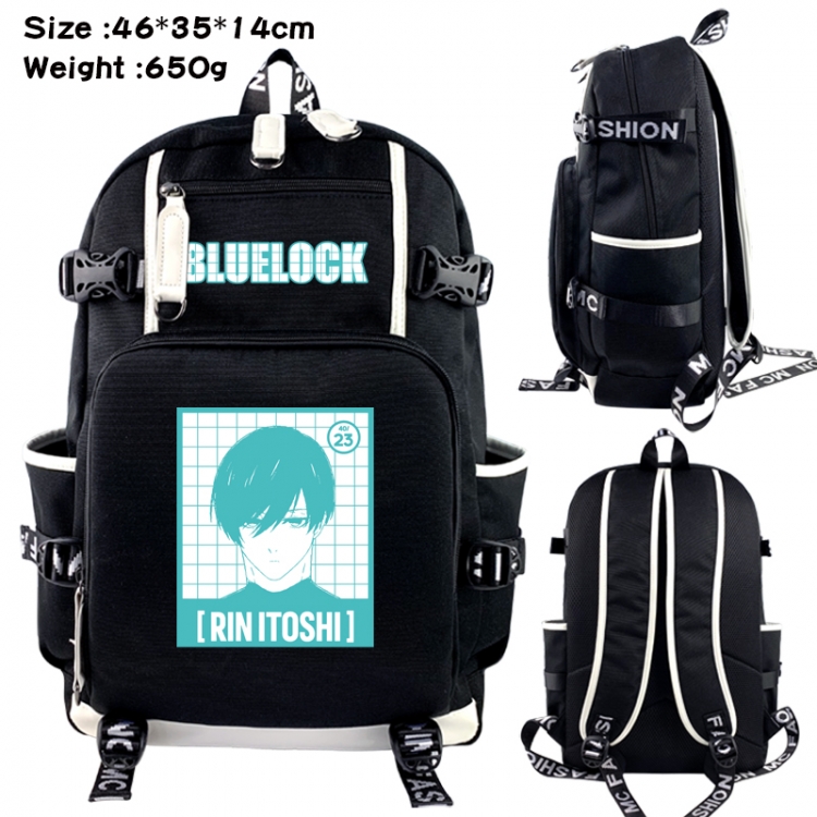 BLUE LOCK Data USB backpack Cartoon printed student backpack 46X35X14CM 650G
