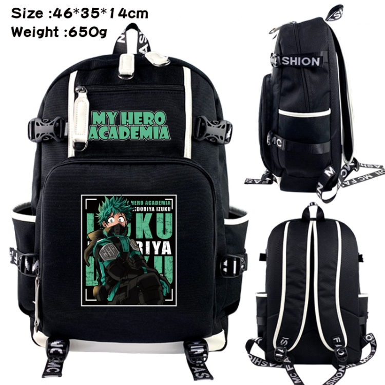 My Hero Academia Data USB backpack Cartoon printed student backpack 46X35X14CM 650G