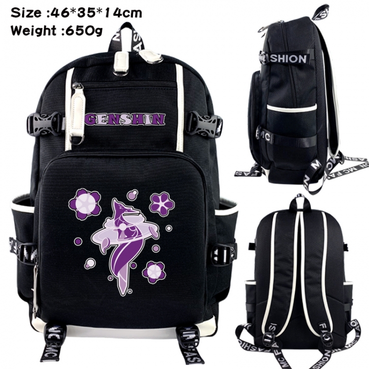 Genshin Impact Data USB backpack Cartoon printed student backpack 46X35X14CM 650G