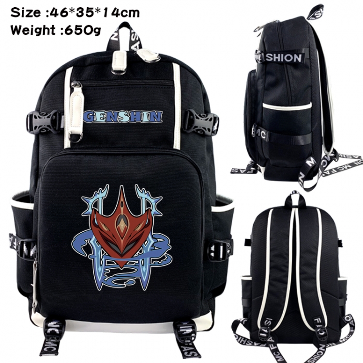 Genshin Impact Data USB backpack Cartoon printed student backpack 46X35X14CM 650G