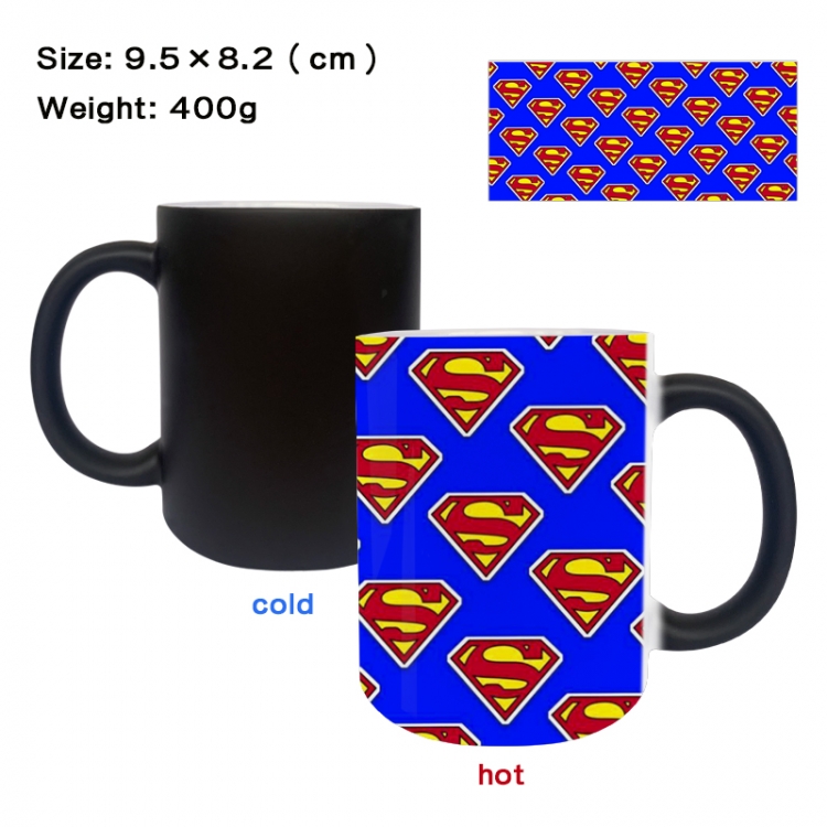 Superman Anime peripherals color changing ceramic cup tea cup mug 9.5X8.2cm