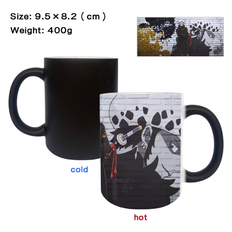 One Piece Anime peripherals color changing ceramic cup tea cup mug 9.5X8.2cm