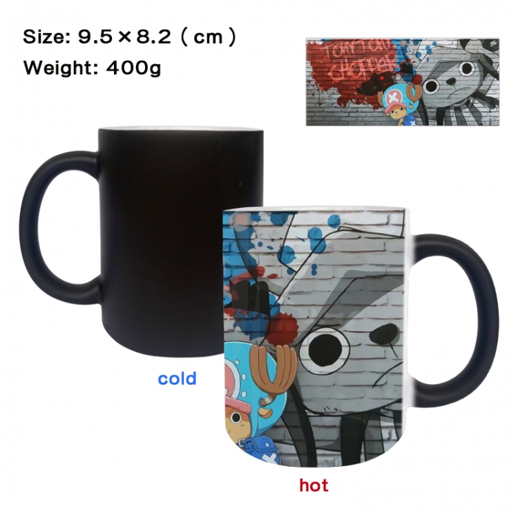 One Piece Anime peripherals color changing ceramic cup tea cup mug 9.5X8.2cm