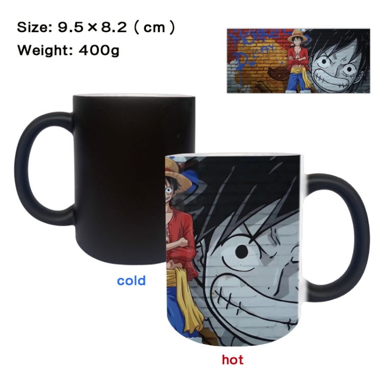 One Piece Anime peripherals color changing ceramic cup tea cup mug 9.5X8.2cm