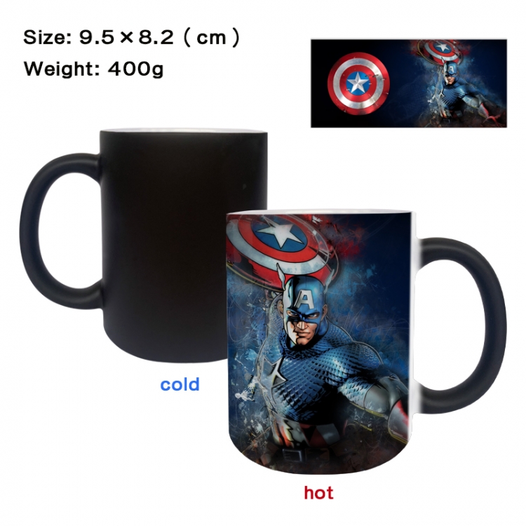 Captain America Anime peripherals color changing ceramic cup tea cup mug 9.5X8.2cm