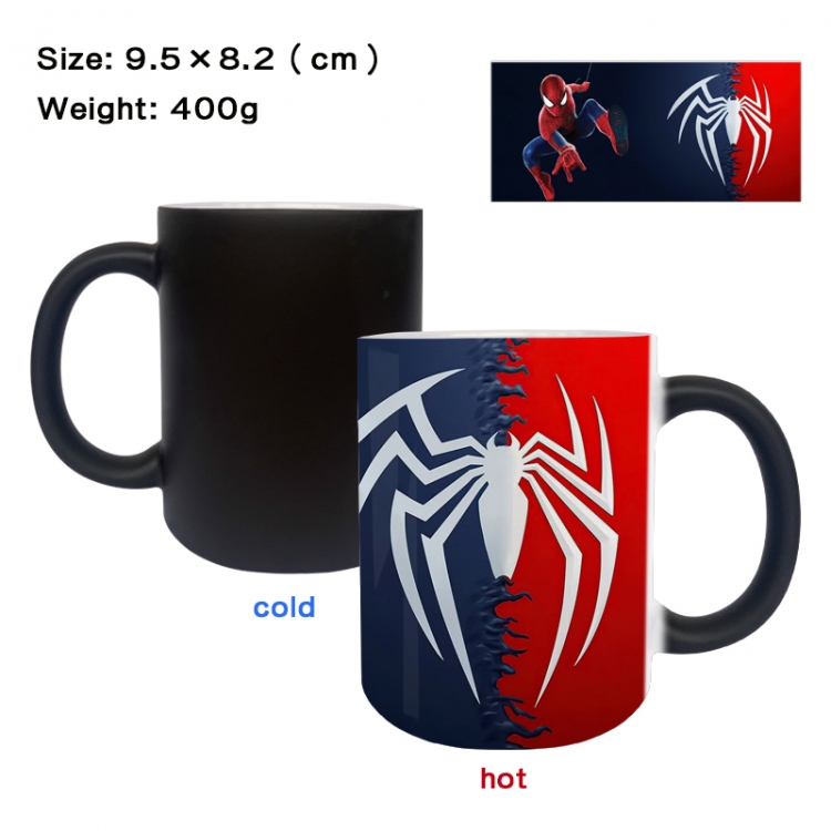 Spiderman Anime peripherals color changing ceramic cup tea cup mug 9.5X8.2cm