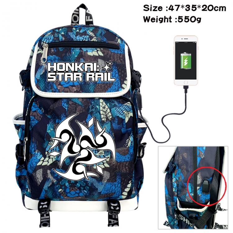 Honkai: Star Rail Camouflage waterproof sail fabric flip backpack student bag 47X35X20CM 550G