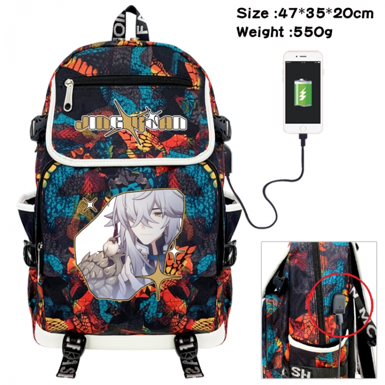 Honkai: Star Rail Camouflage waterproof sail fabric flip backpack student bag 47X35X20CM 550G