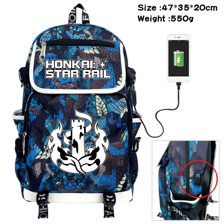 Honkai: Star Rail Camouflage waterproof sail fabric flip backpack student bag 47X35X20CM 550G