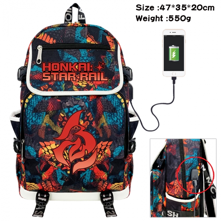 Honkai: Star Rail Camouflage waterproof sail fabric flip backpack student bag 47X35X20CM 550G