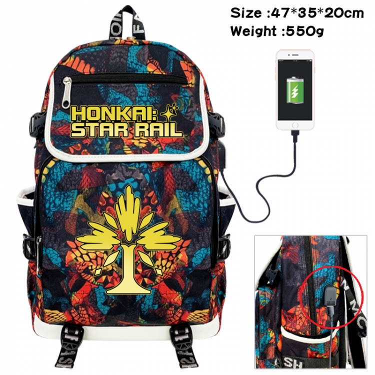 Honkai: Star Rail Camouflage waterproof sail fabric flip backpack student bag 47X35X20CM 550G