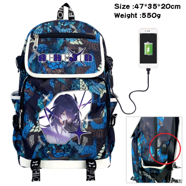 Honkai: Star Rail Camouflage waterproof sail fabric flip backpack student bag 47X35X20CM 550G