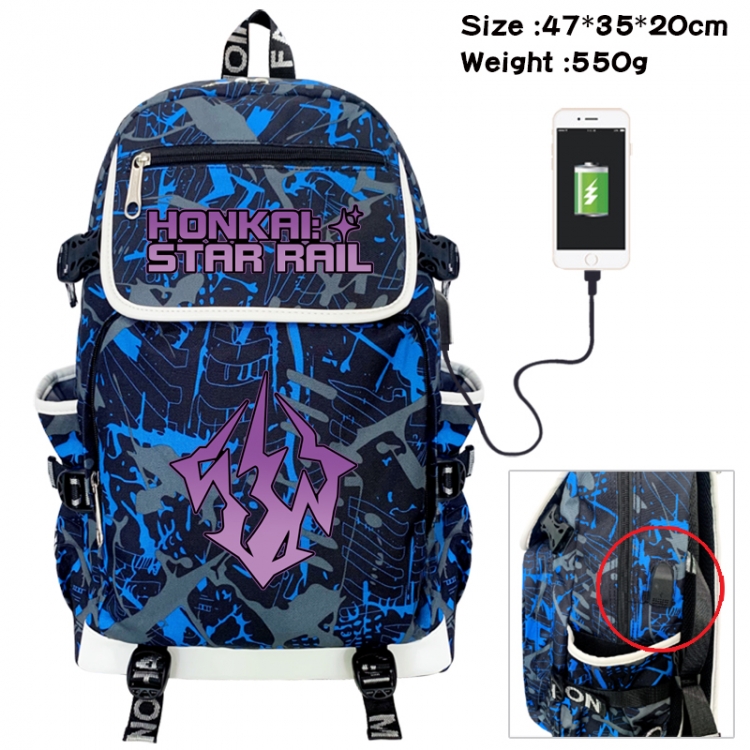 Honkai: Star Rail Camouflage waterproof sail fabric flip backpack student bag 47X35X20CM 550G