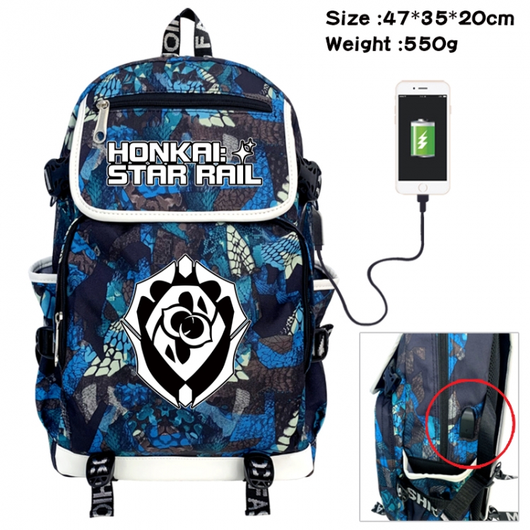 Honkai: Star Rail Camouflage waterproof sail fabric flip backpack student bag 47X35X20CM 550G