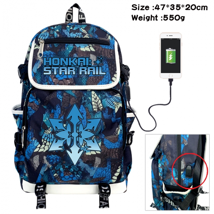 Honkai: Star Rail Camouflage waterproof sail fabric flip backpack student bag 47X35X20CM 550G