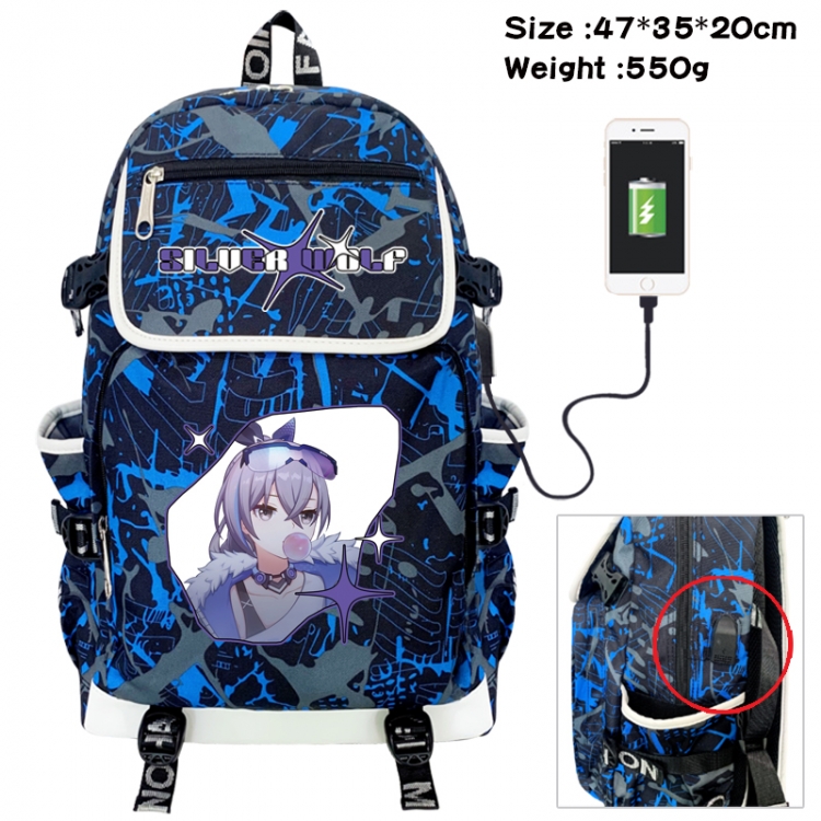 Honkai: Star Rail Camouflage waterproof sail fabric flip backpack student bag 47X35X20CM 550G