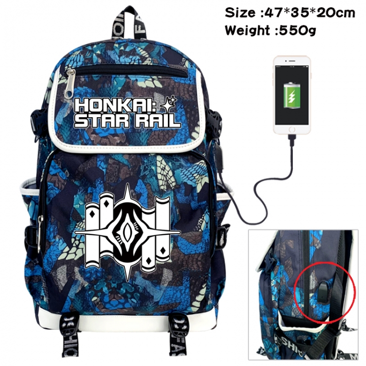 Honkai: Star Rail Camouflage waterproof sail fabric flip backpack student bag 47X35X20CM 550G