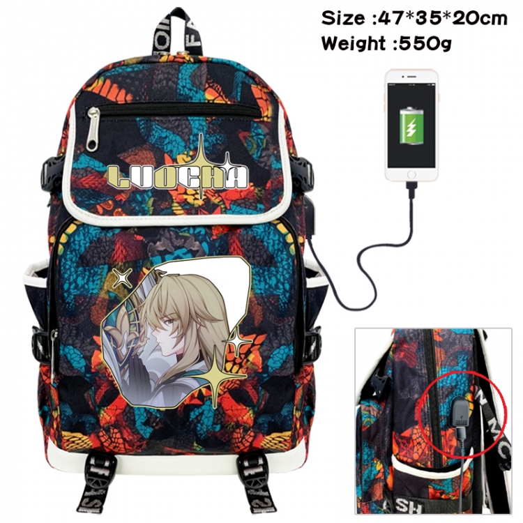 Honkai: Star Rail Camouflage waterproof sail fabric flip backpack student bag 47X35X20CM 550G