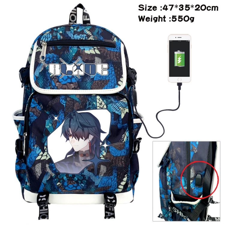 Honkai: Star Rail Camouflage waterproof sail fabric flip backpack student bag 47X35X20CM 550G