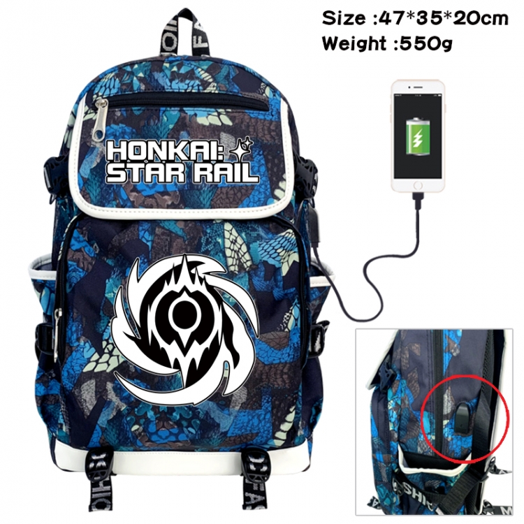 Honkai: Star Rail Camouflage waterproof sail fabric flip backpack student bag 47X35X20CM 550G