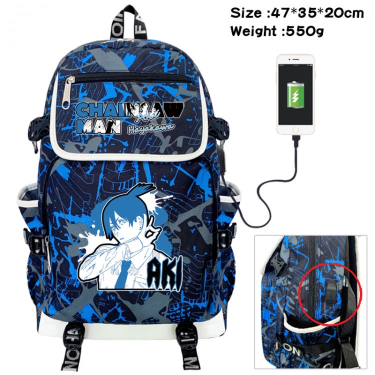 Chainsawman Camouflage waterproof sail fabric flip backpack student bag 47X35X20CM 550G