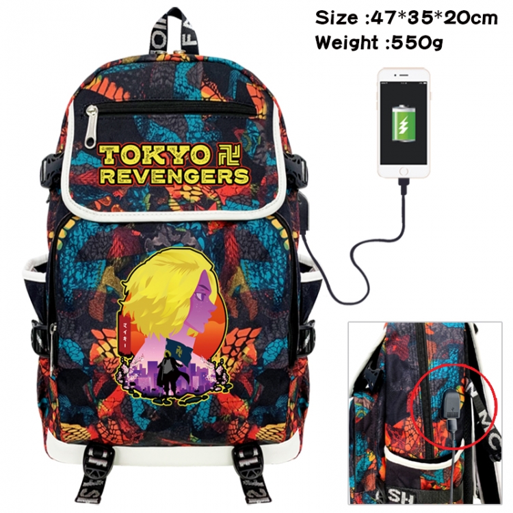 Tokyo Revengers Camouflage waterproof sail fabric flip backpack student bag 47X35X20CM 550G