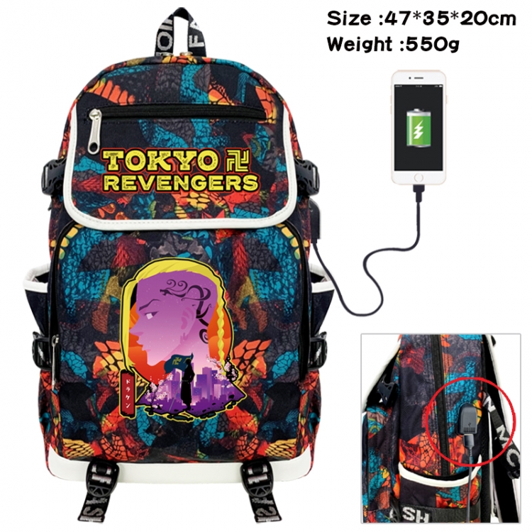 Tokyo Revengers Camouflage waterproof sail fabric flip backpack student bag 47X35X20CM 550G