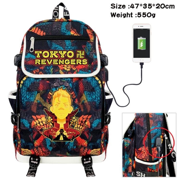 Tokyo Revengers Camouflage waterproof sail fabric flip backpack student bag 47X35X20CM 550G