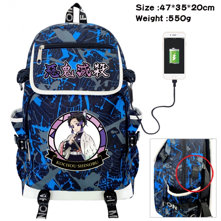 Demon Slayer Kimets Camouflage waterproof sail fabric flip backpack student bag 47X35X20CM 550G