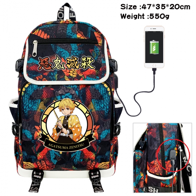 Demon Slayer Kimets Camouflage waterproof sail fabric flip backpack student bag 47X35X20CM 550G