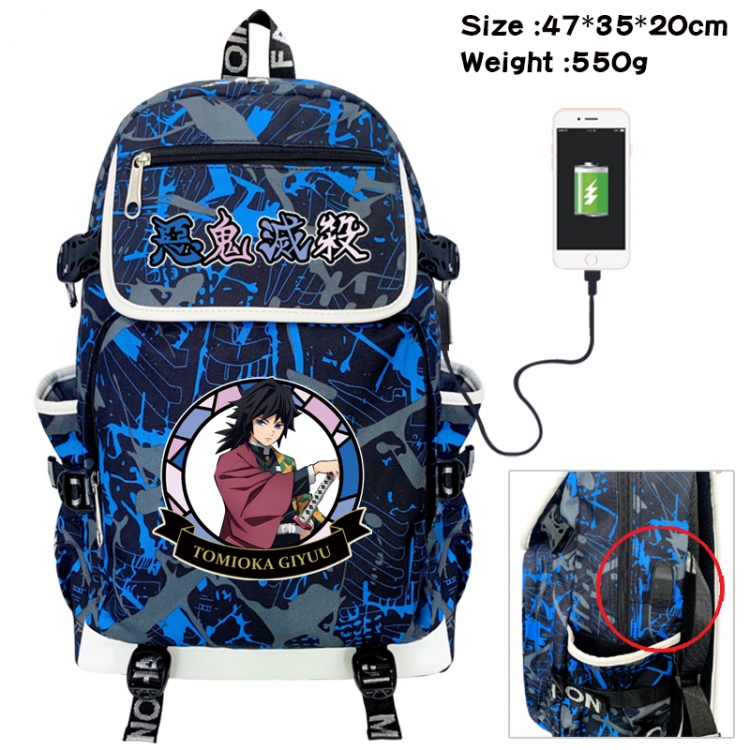 Demon Slayer Kimets Camouflage waterproof sail fabric flip backpack student bag 47X35X20CM 550G