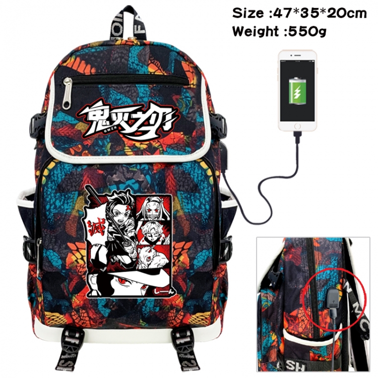 Demon Slayer Kimets Camouflage waterproof sail fabric flip backpack student bag 47X35X20CM 550G