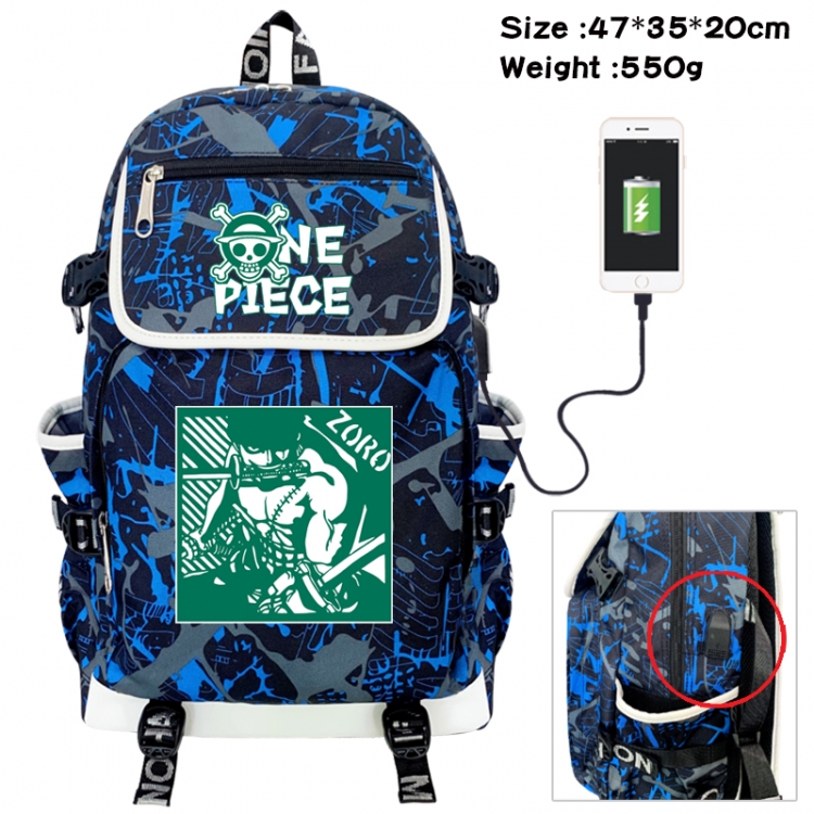 One Piece Camouflage waterproof sail fabric flip backpack student bag 47X35X20CM 550G