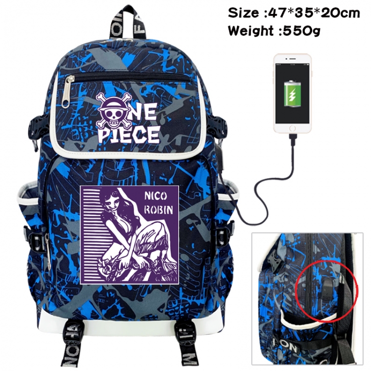 One Piece Camouflage waterproof sail fabric flip backpack student bag 47X35X20CM 550G