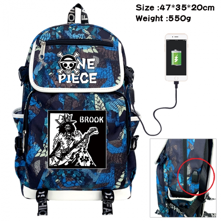 One Piece Camouflage waterproof sail fabric flip backpack student bag 47X35X20CM 550G