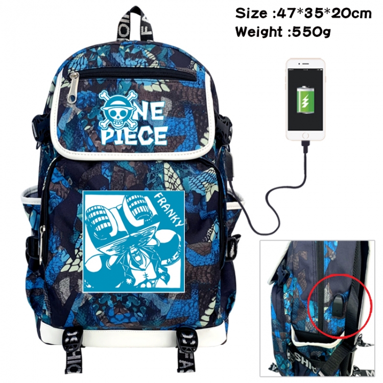 One Piece Camouflage waterproof sail fabric flip backpack student bag 47X35X20CM 550G