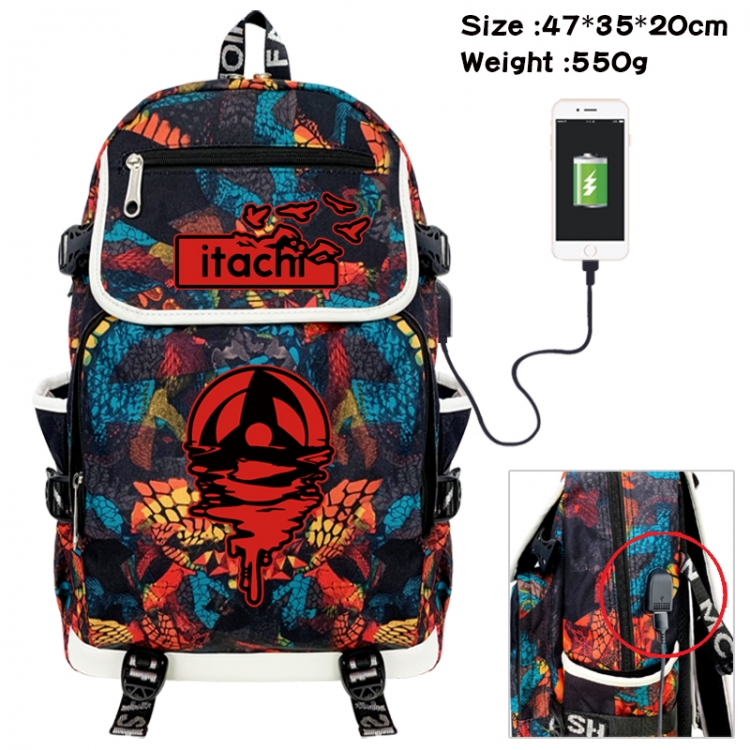 Naruto Camouflage waterproof sail fabric flip backpack student bag 47X35X20CM 550G
