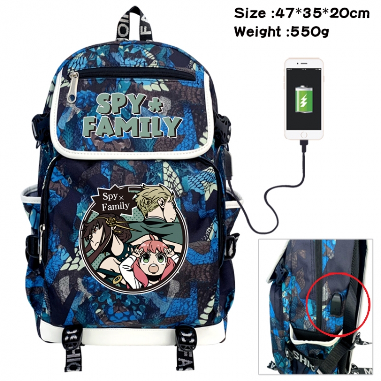 SPYxFAMILY Camouflage waterproof sail fabric flip backpack student bag 47X35X20CM 550G