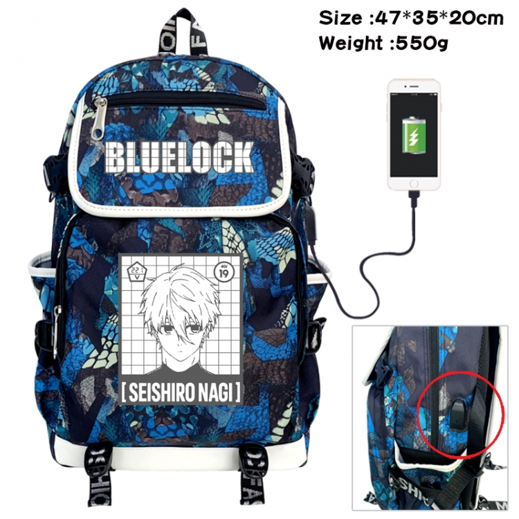 BLUE LOCK Camouflage waterproof sail fabric flip backpack student bag 47X35X20CM 550G