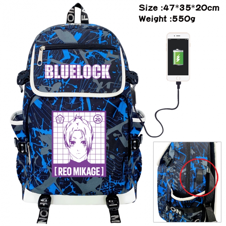 BLUE LOCK Camouflage waterproof sail fabric flip backpack student bag 47X35X20CM 550G