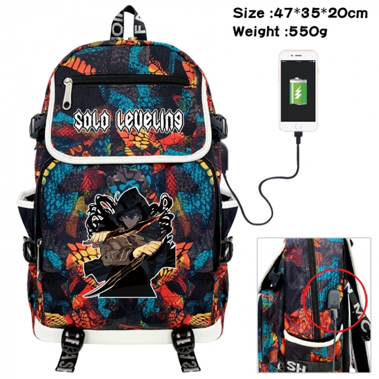 Solo Leveling:Arise Camouflage waterproof sail fabric flip backpack student bag 47X35X20CM 550G